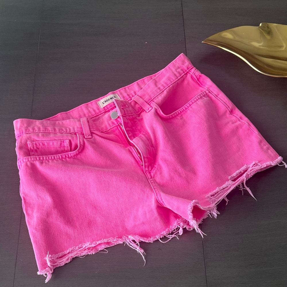 L’AGENCE SHOCKING PINK DENIM SHOETS 27